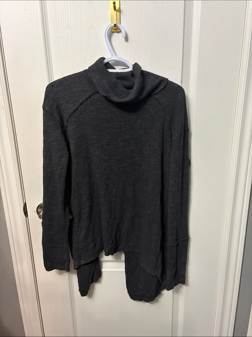 Free People Charcoal Draped Turtleneck Sweater